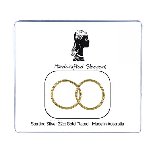 12mm Twisted Sleeper Earrings in 22ct Gold Plated Sterling Silver