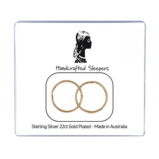14mm Plain Sleeper Earrings in 22ct Gold Plated Sterling Silver