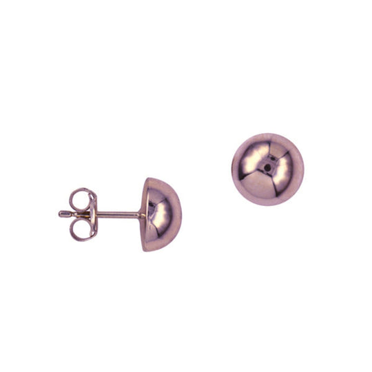 8mm Half Dome Stud 9ct Rose Gold Earrings