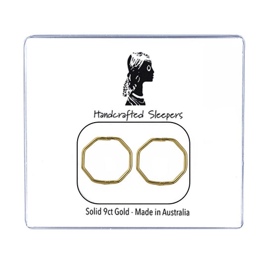 12mm Octagonal 9ct Yellow Gold Sleeper Earrings
