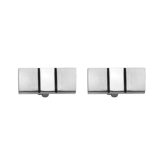 Fashion Matte and Polished Finish with Double Black Strip Cufflinks