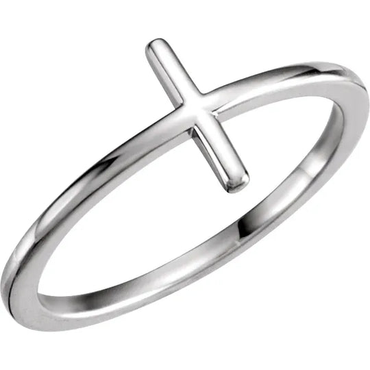 10ct White Gold Sideways Cross Ring