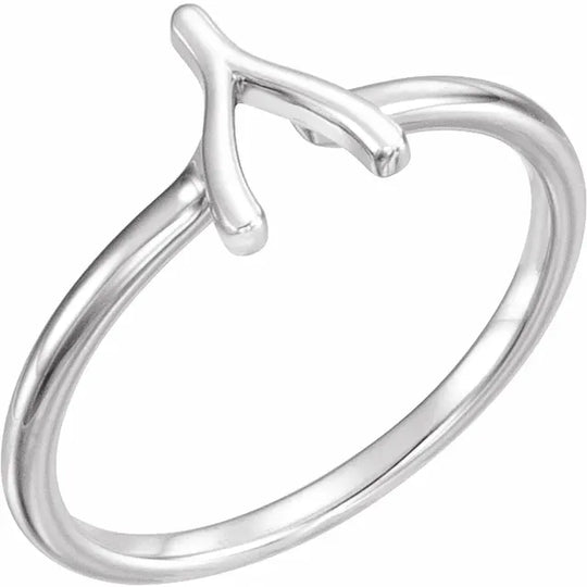 10ct White Gold Wishbone Ring