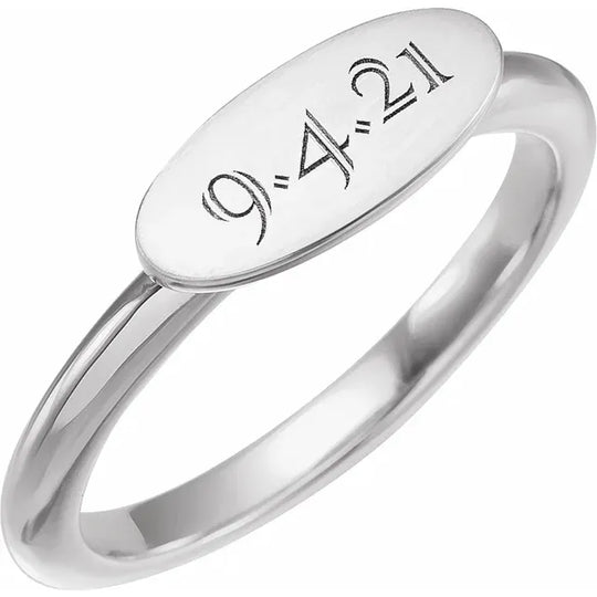 Engravable Oval Signet Ring in 14kt White or Yellow Gold