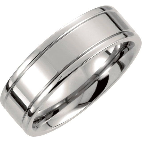 7mm Titanium Grooved Men's Band