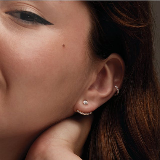 14K Gold Lab-Grown Diamond 14mm Huggie Earrings