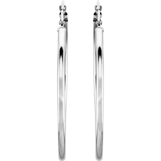 14kt White Gold 40mm Creole Hollow Hoop Earrings