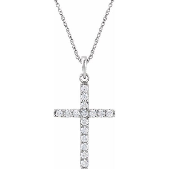 14kt White Gold 45cm 0.75CTW Diamond Cross Pendant Necklace