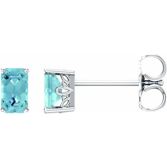 14kt White Gold Aquamarine Stud Earrings