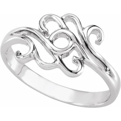A 10ct White Gold Ornamental Scroll Ring.