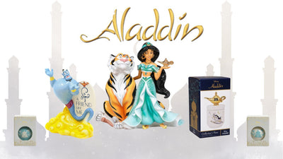 Discover the enchanting Aladdin Collection! Featuring dazzling pieces like the Genie’s golden lamp, Aladdin and Jasmine figurines, and intricate treasure boxes, each item brings the magic of Agrabah to life. Perfect for collectors or as a magical gift.