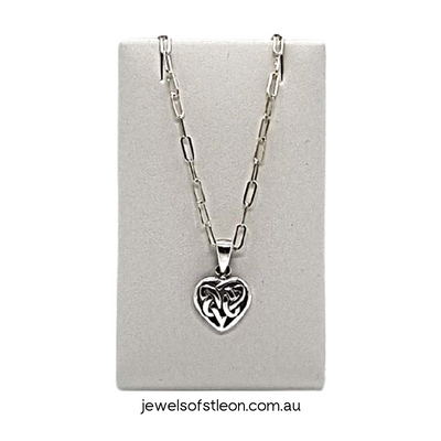 Sterling Silver Celtic Heart Necklace a part of the Jewels of St Leon Sterling Silver Necklace Collection.