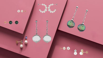 Showcasing our elegant Pearl Stud Earrings, this image highlights their lustrous pearls paired with gold and silver finishes. A timeless accessory for every outfit.