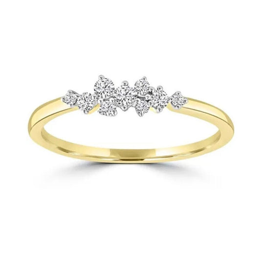 9ct Yellow Gold Diamond Cluster Ring – 0.15ct Total