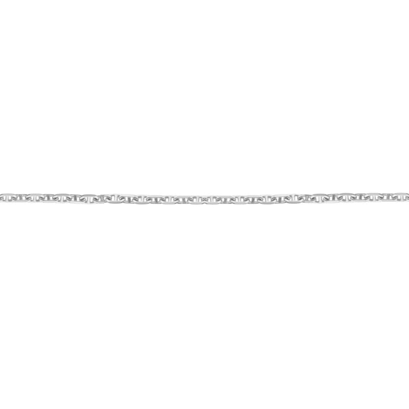 Detailed close-up of the 1.9mm x 3.7mm anchor links in Sterling Silver, showing the intricate mariner-style chain pattern and polished finish.
