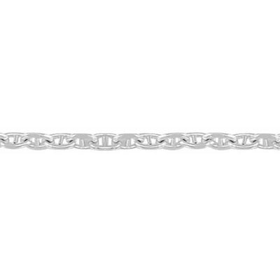 Close-up of 1.9mm x 3.7mm Sterling Silver Anchor Chain (Mariner style) with polished oval links on a white background.