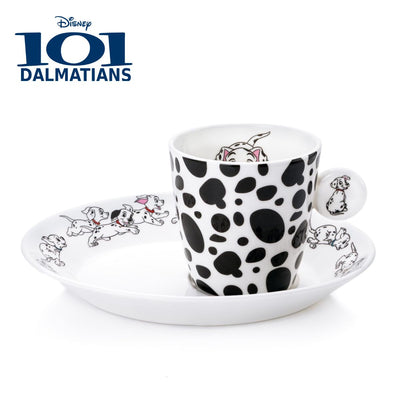 Shop Now at Jewels of St Leon - Introducing the 101 Dalmations Espresso Cup Set, featuring your favourite characters from the beloved animated movie. This beautifully designed and hand decorated set is perfect for enjoying a smooth espresso and a biscuit, or even Irish Coffee, Babyccino, Hot Tea, Hot Chocolate, and your favourite dessert like chocolate pudding. Whether you're a fan of 101 Dalmations or an espresso coffee lover, this set will surely impress.