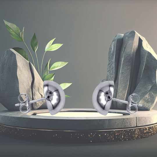 10mm Half Dome Sterling Silver Stud Earrings