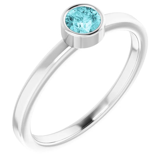 14kt White Gold Natural Blue Zircon Solitaire Ring