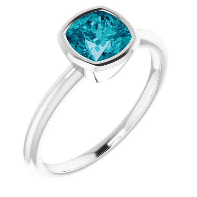 London Blue Topaz Solitaire Ring in 14K White Gold (NEW RELEASE)