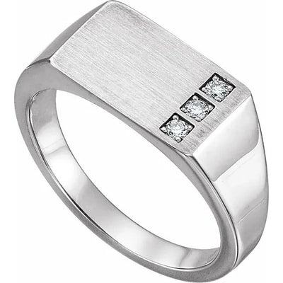 Silver Men's Diamond Signet Ring available from Jewels of St Leon Australia Online Jewellery Store