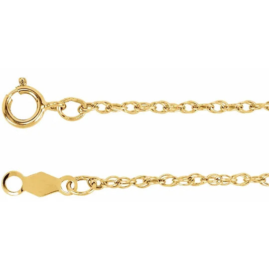 14ct Yellow Gold 1.25mm Rope Chain Bracelet