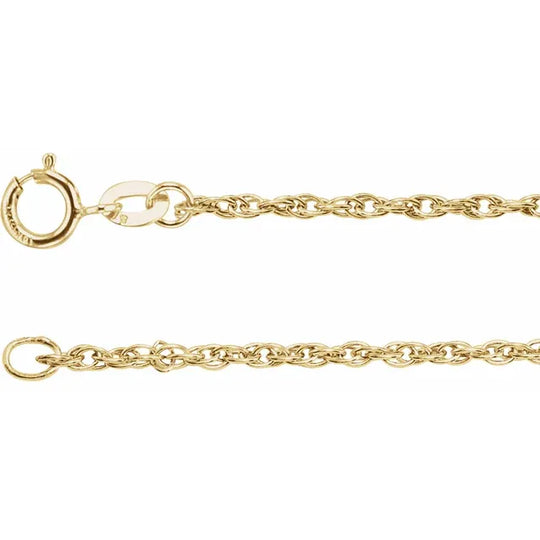 1.50mm Rope Chain Bracelet in 14ct Yellow Gold