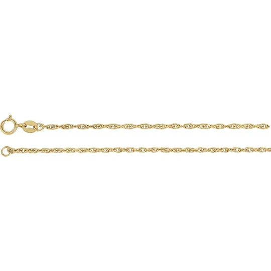 1.75mm Rope Chain Bracelet in 14ct Yellow Gold