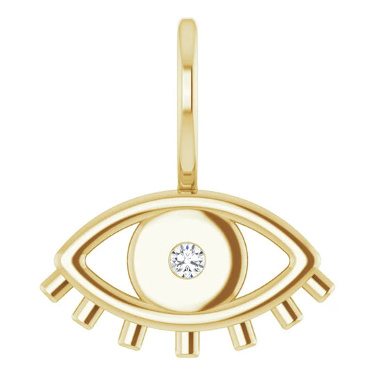 14kt Yellow or White Gold Diamond Evil Eye Diamond Charm Pendant