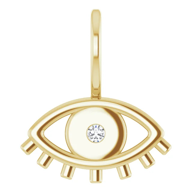 Diamond Accented Evil Eye Pendant or Charm in 14K gold, this is a piece of versatile jewellery. Shop with confidence from Jewels of St Leon Australia.