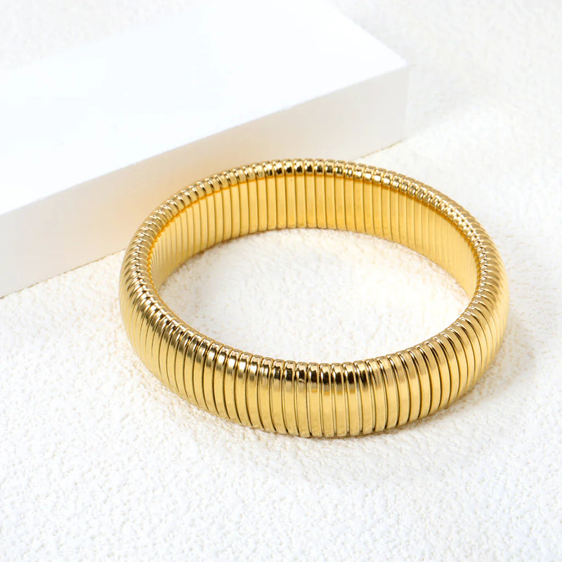15mm Flexible Snake Bangle 18K Gold Plated Stainless Steel