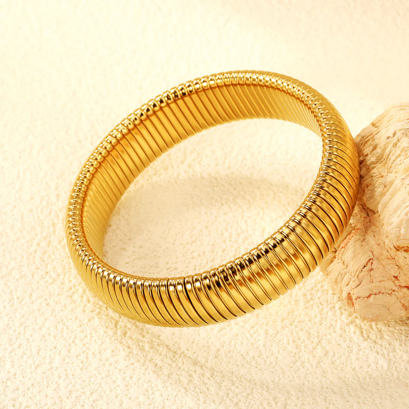 15mm Flexible Snake Bangle 18K Gold Plated Stainless Steel