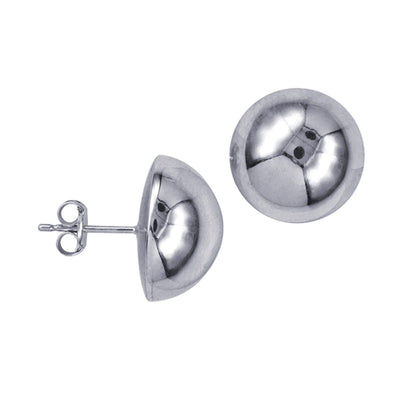  A front and side view of the 16mm Domed Sterling Silver Stud Earrings showcases their bold, polished design. These statement earrings are perfect for any occasion