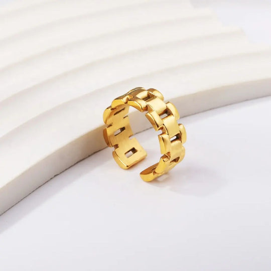 18K Gold Plated Stainless Steel 8mm Bracelet Style Ring
