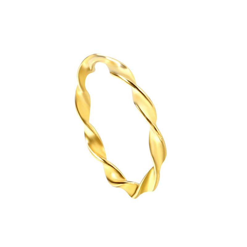 Minimalist Twisted Wave Ring - A delicate 18K gold-plated stainless steel band with a smooth wave design. A versatile and elegant stackable ring.