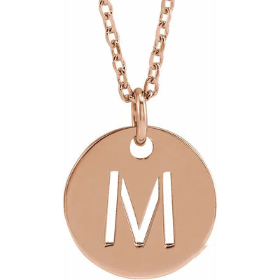 10mm Initial Disc Pendant Necklace in 18kt Yellow or Rose Gold-Plated Silver