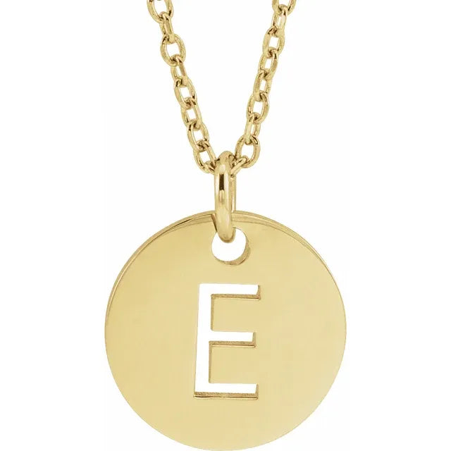 10mm Initial Disc Pendant Necklace in 18kt Yellow or Rose Gold-Plated Silver