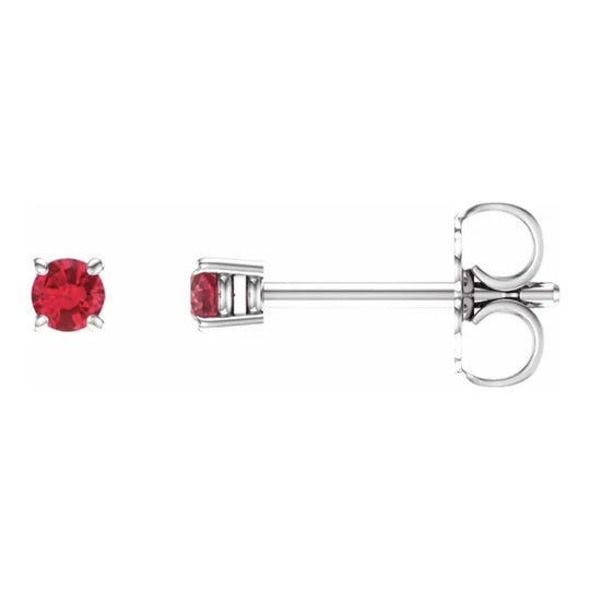 2.5mm Natural Ruby Stud Earrings in 14ct White Gold