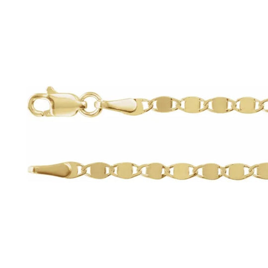 14ct Yellow Gold 2.7mm Mirror Chain Bracelet - 19cm