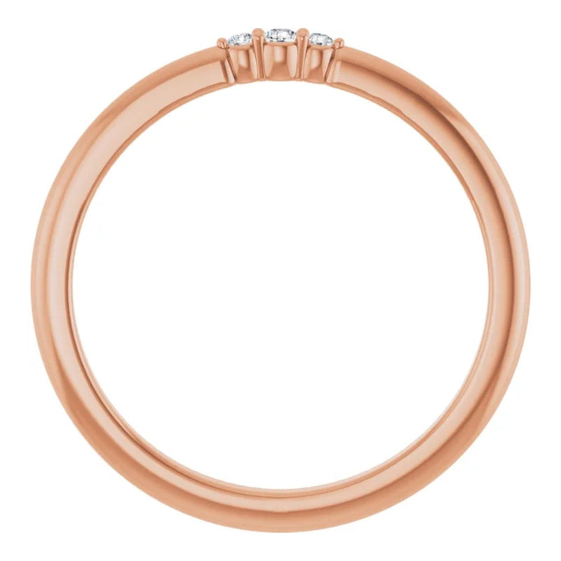 3-Stone Natural Diamond Stackable Ring in 14kt Rose Gold