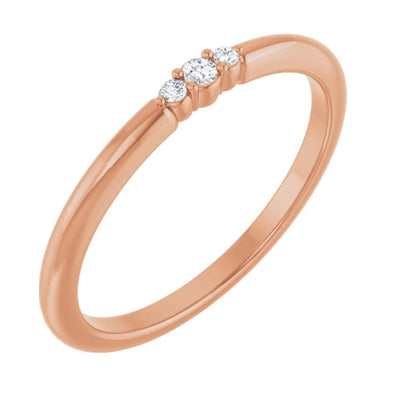 3-Stone Natural Diamond Stackable Ring in 14kt Rose Gold