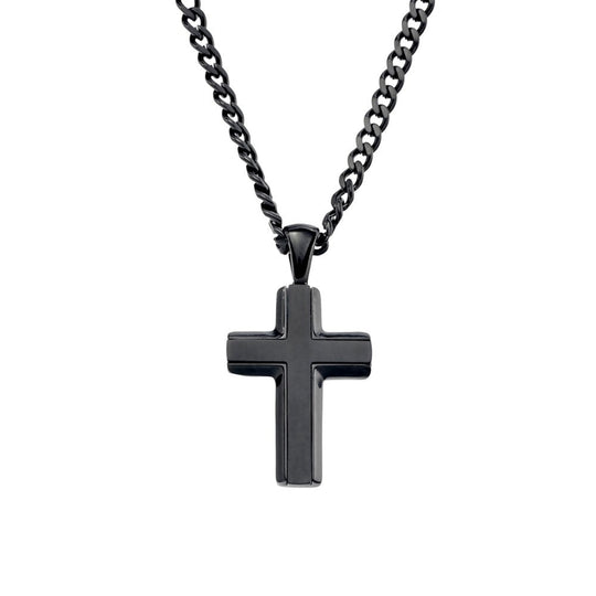 Blaze Matte Black Cross Necklace