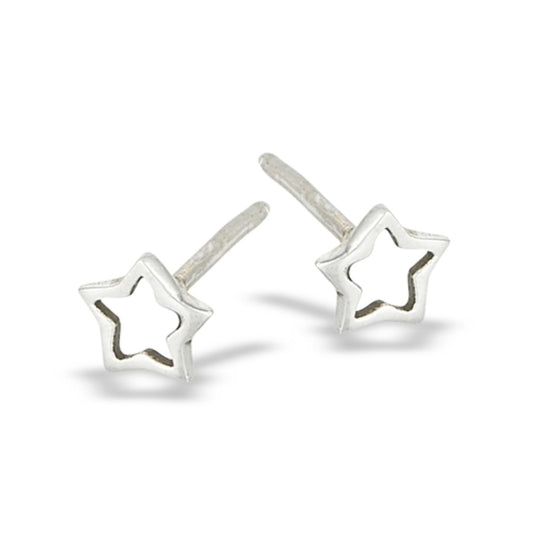 Open 6mm Star Earring Studs in Sterling Silver