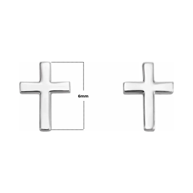 White Gold 6x4mm Cross Stud Earrings in 14K Gold - the perfect accessory to showcase your faith in style. Available in yellow, rose and white gold, these unisex earrings are suitable for both men and women, making them a versatile addition to any jewellery collection.