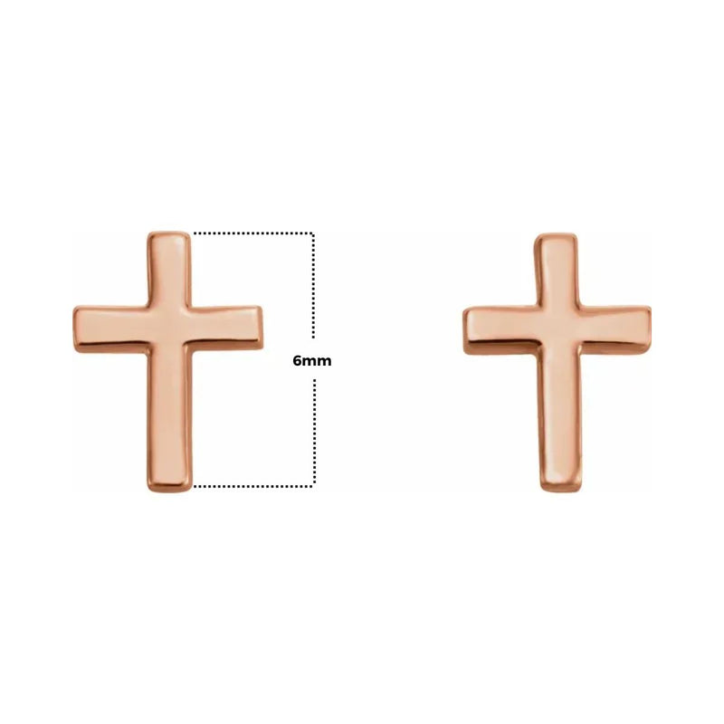 The Rose Gold 6x4mm Cross Stud Earrings in 14K Gold - the perfect accessory to showcase your faith in style. Available in yellow, rose and white gold, these unisex earrings are suitable for both men and women, making them a versatile addition to any jewellery collection. Shop now at Jewels of St Leon.