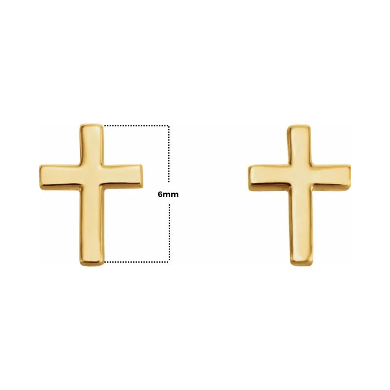 The 6x4mm Cross Stud Earrings in 14K Gold - the perfect accessory to showcase your faith in style. Available in yellow, rose and white gold, these unisex earrings are suitable for both men and women, making them a versatile addition to any jewellery collection. Shop now at Jewels of St Leon