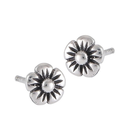 Petite Flower Earring Studs in Sterling Silver