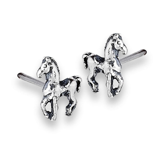 Dancing Horse Earring Studs in Sterling Silver
