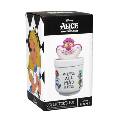 A magical treat is the Disney Alice in Wonderland Collector’s Box. Features the Cheshire Cat on the lid and illustrations of Alice in Wonderland characters with the caption ‘We’re All Mad Here’. Presented in a branded gift box.