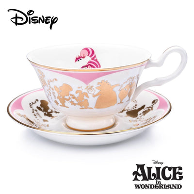 "Every adventure requires a first step" - Cheshire Cat... Beautifully depicted on a Cup and Saucer Set is the magical Cheshire Cat. The hand decorated imagery of the Cheshire Cat is fantastic enough but completed with 24K gold motifs of characters from the movie. Available from Jewels of St Leon Jewellery, Giftware and Watches.